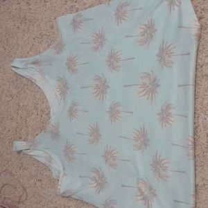 Blue palm tree pj top